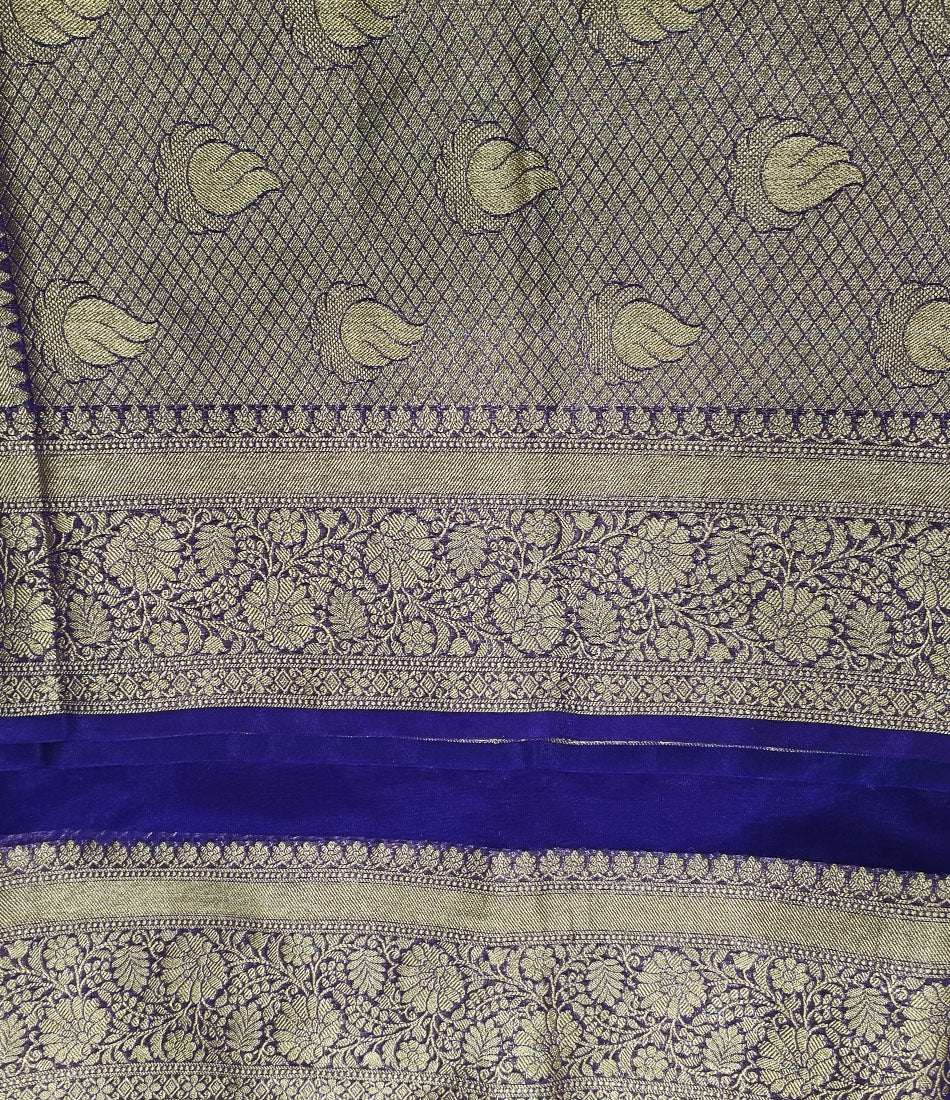 Blue Banarasi Kora Silk Organza Saree