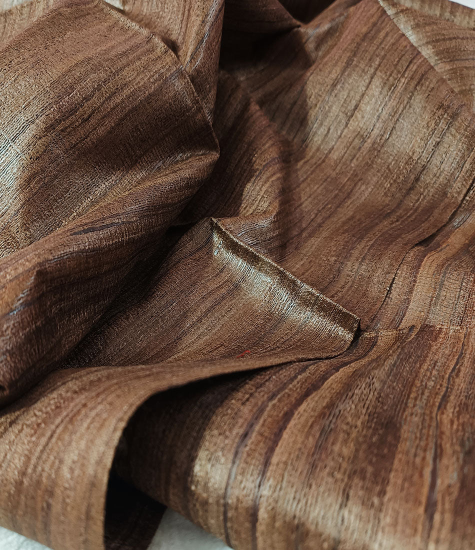 Brown Handloom Tussar Ghicha Silk Saree