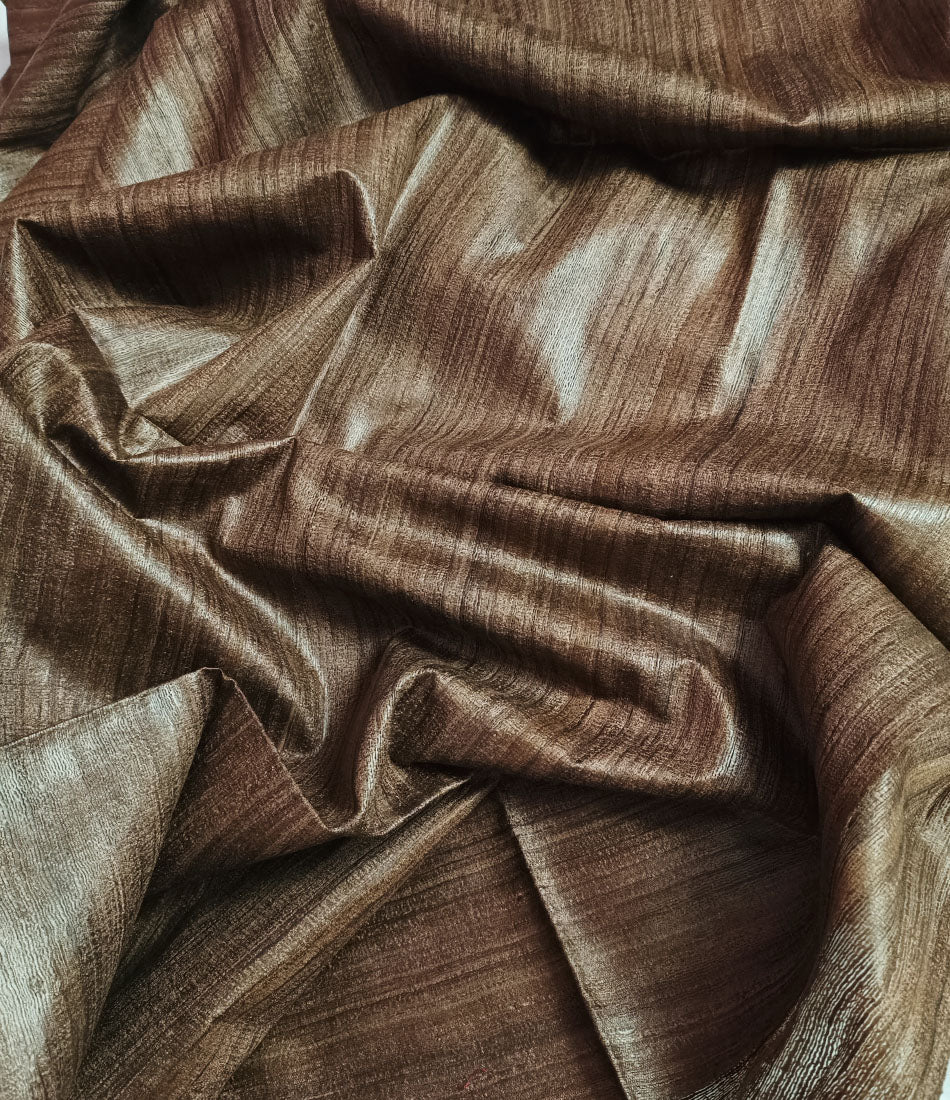 Brown Handloom Tussar Ghicha Silk Saree