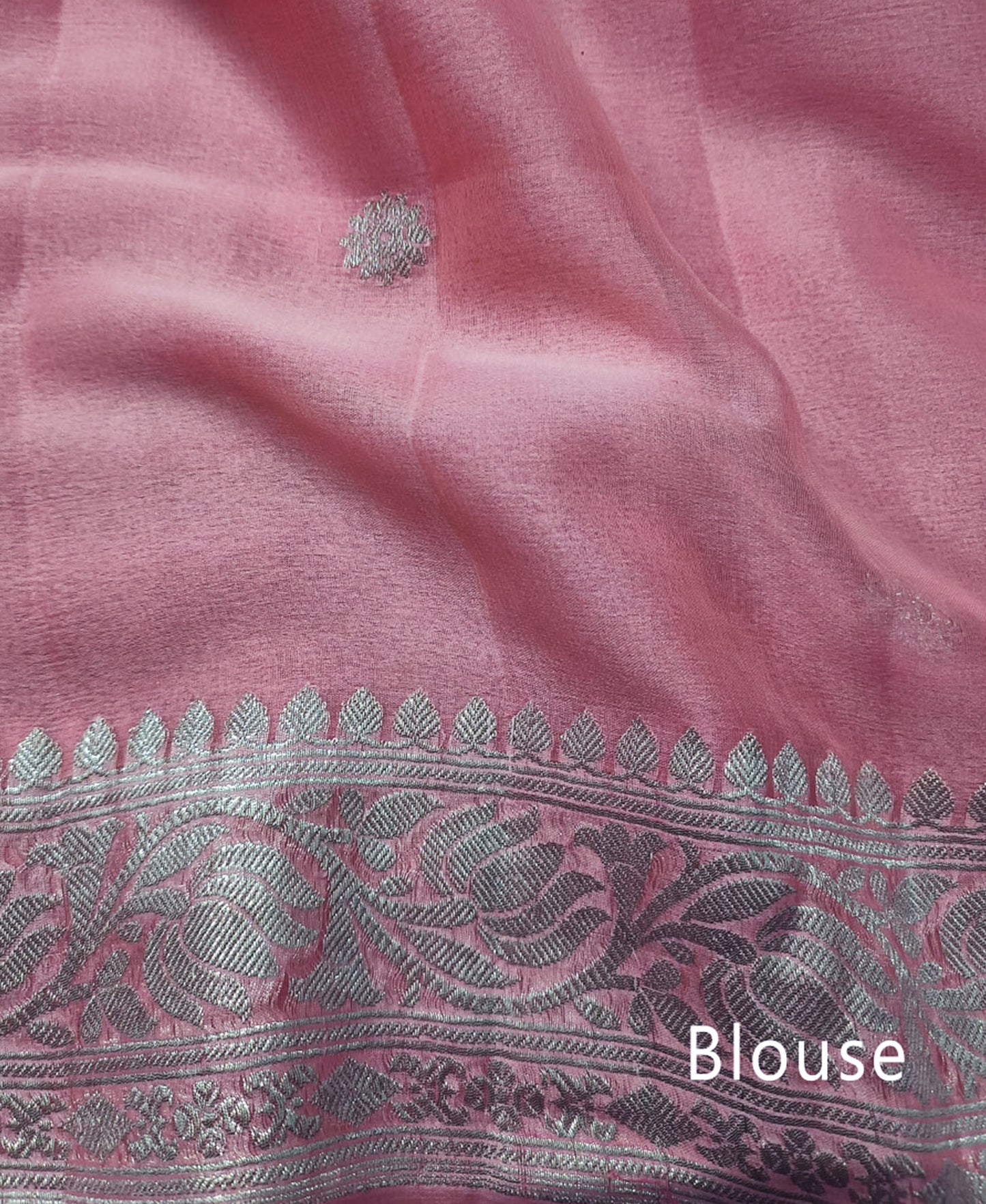Baby Pink Banarasi Pure Khaddi Chiffon Saree