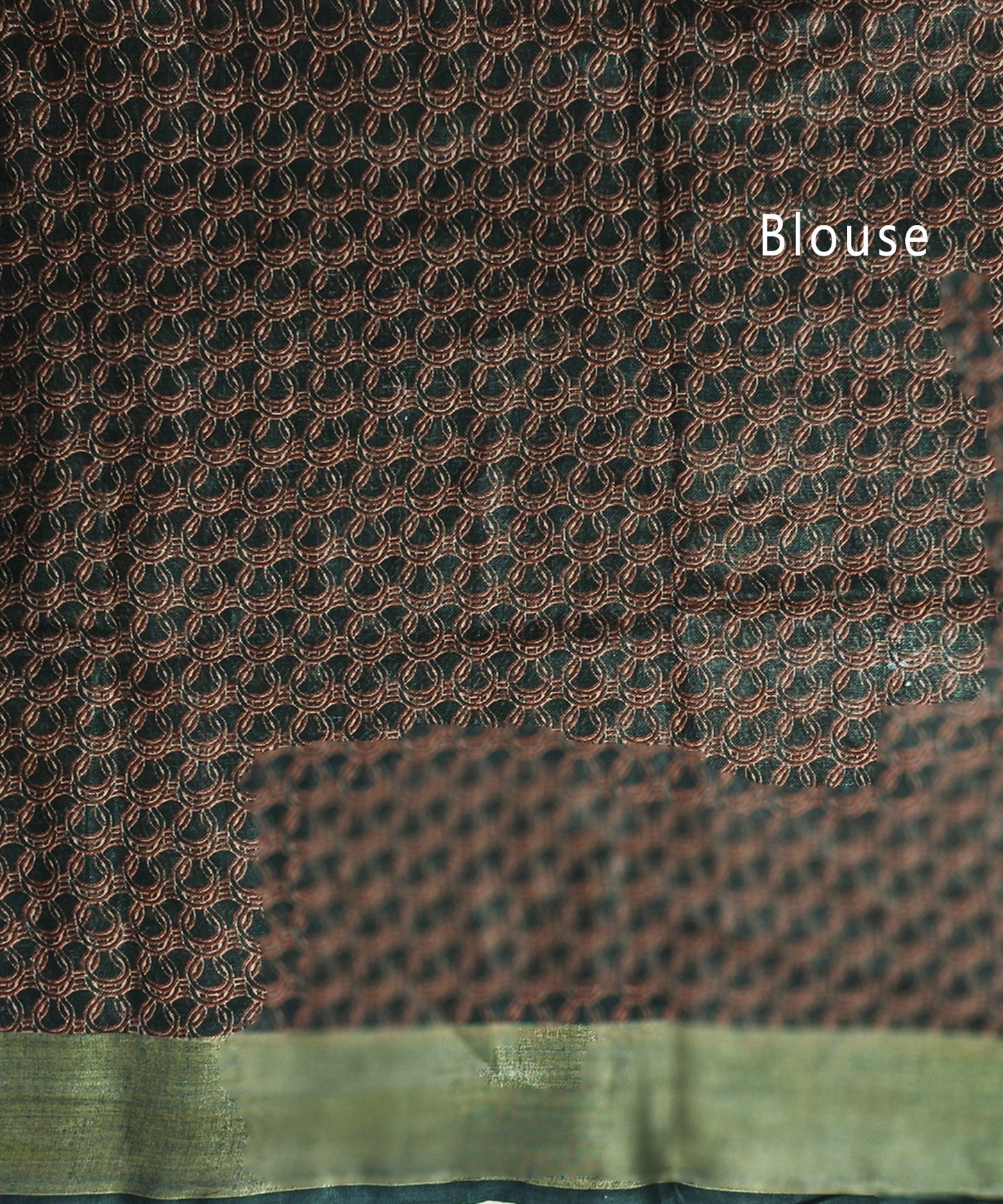 Black Floral Printed Linen Saree