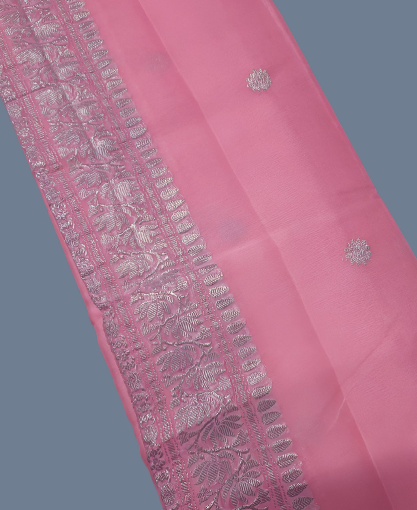 Baby Pink Banarasi Pure Khaddi Chiffon Saree