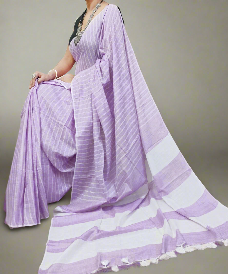 Light Purple Cotton Slub Saree