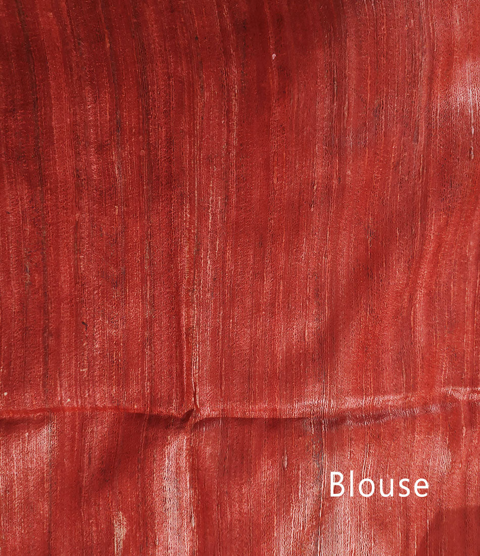 Printed Red and Firozi Temple Border Silk Saree