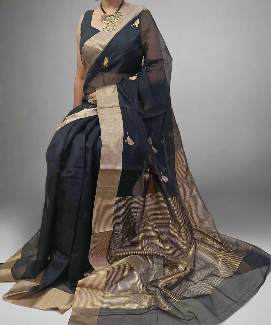 Black Buta Chanderi Saree