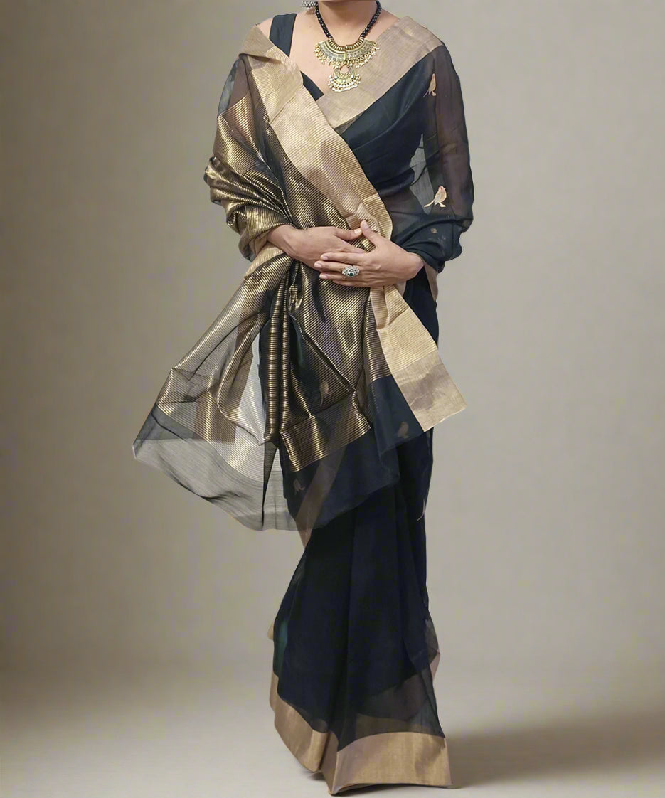 Black Buta Chanderi Saree