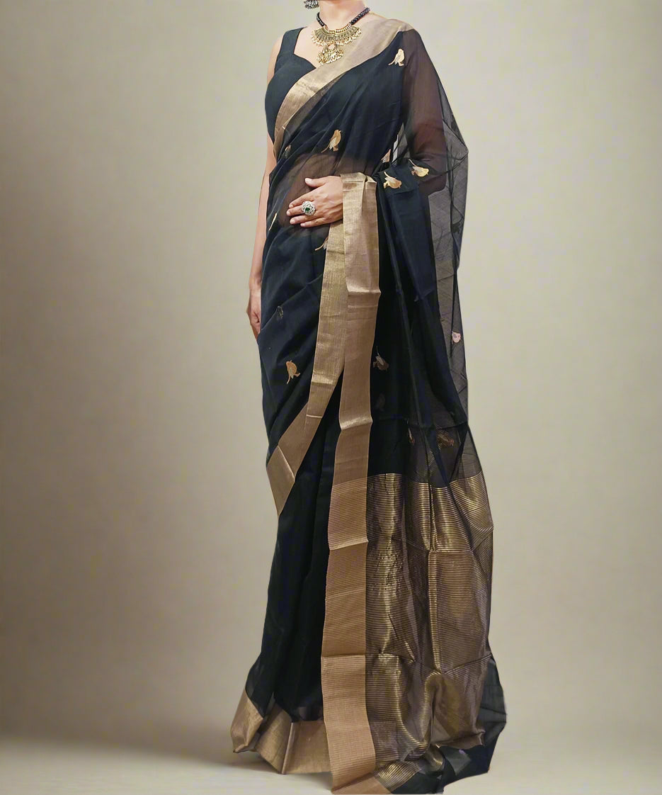 Black Buta Chanderi Saree