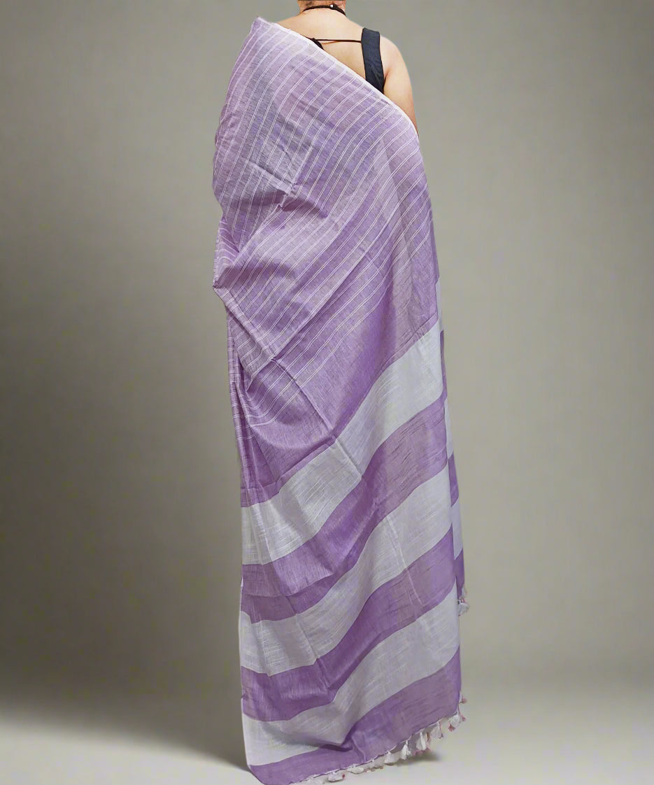 Light Purple Cotton Slub Saree
