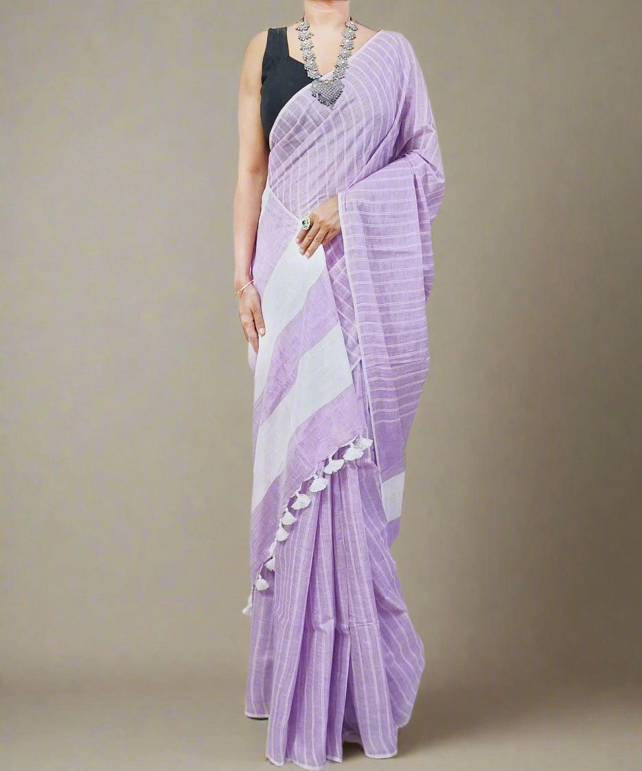 Light Purple Cotton Slub Saree