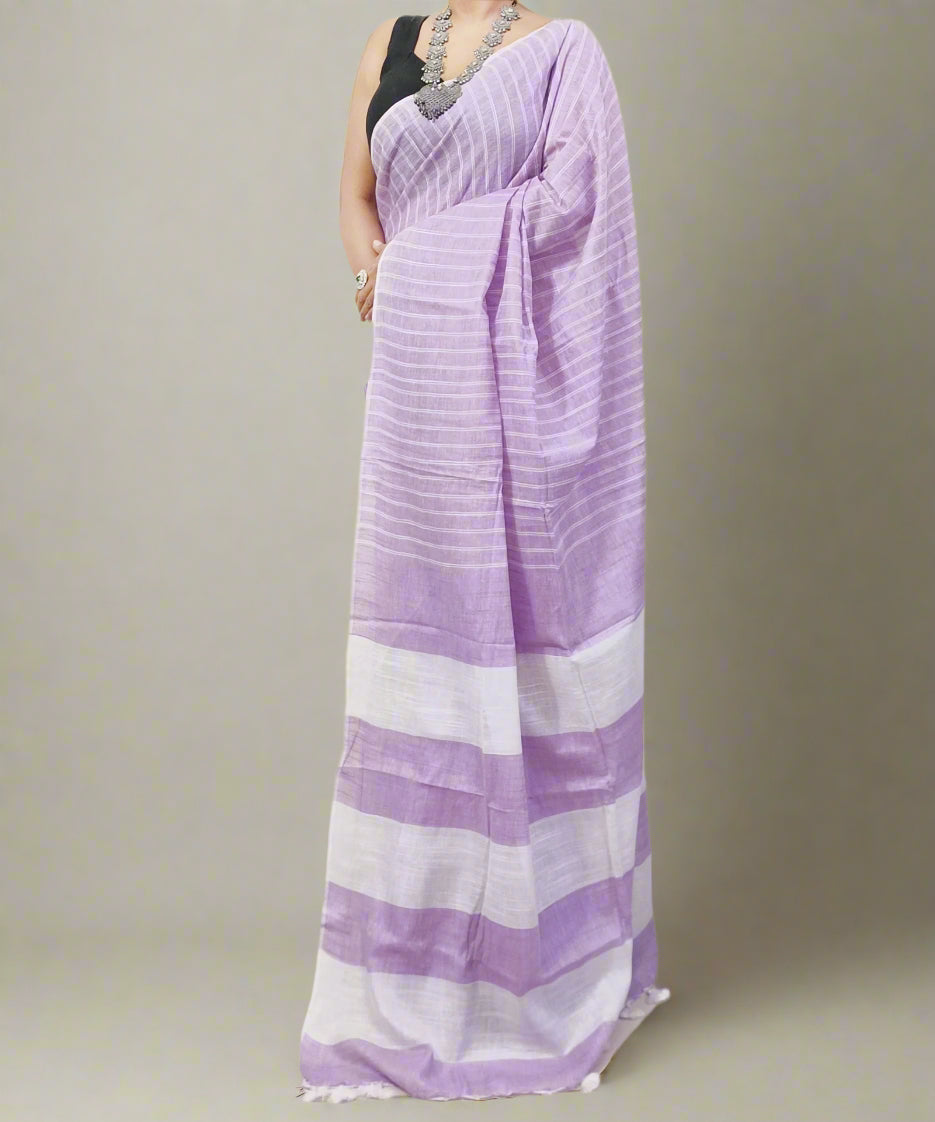 Light Purple Cotton Slub Saree