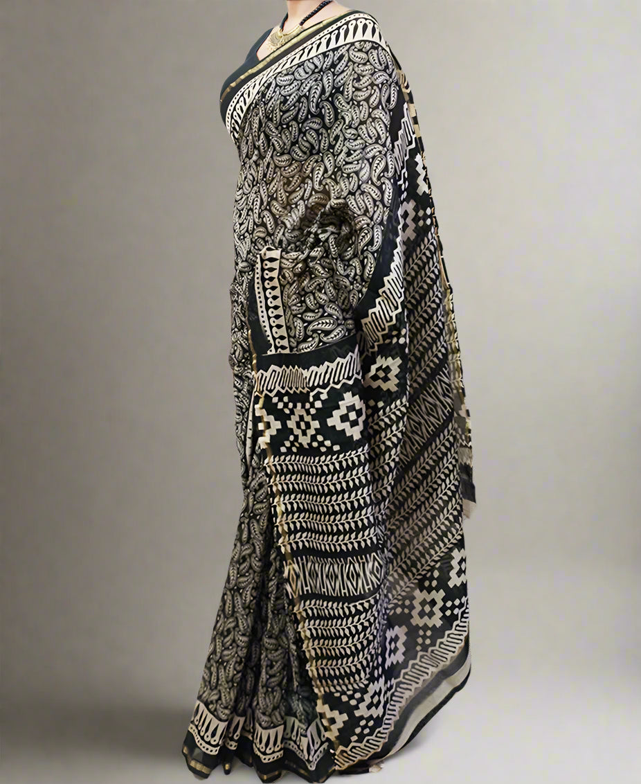 Black Chanderi Saree
