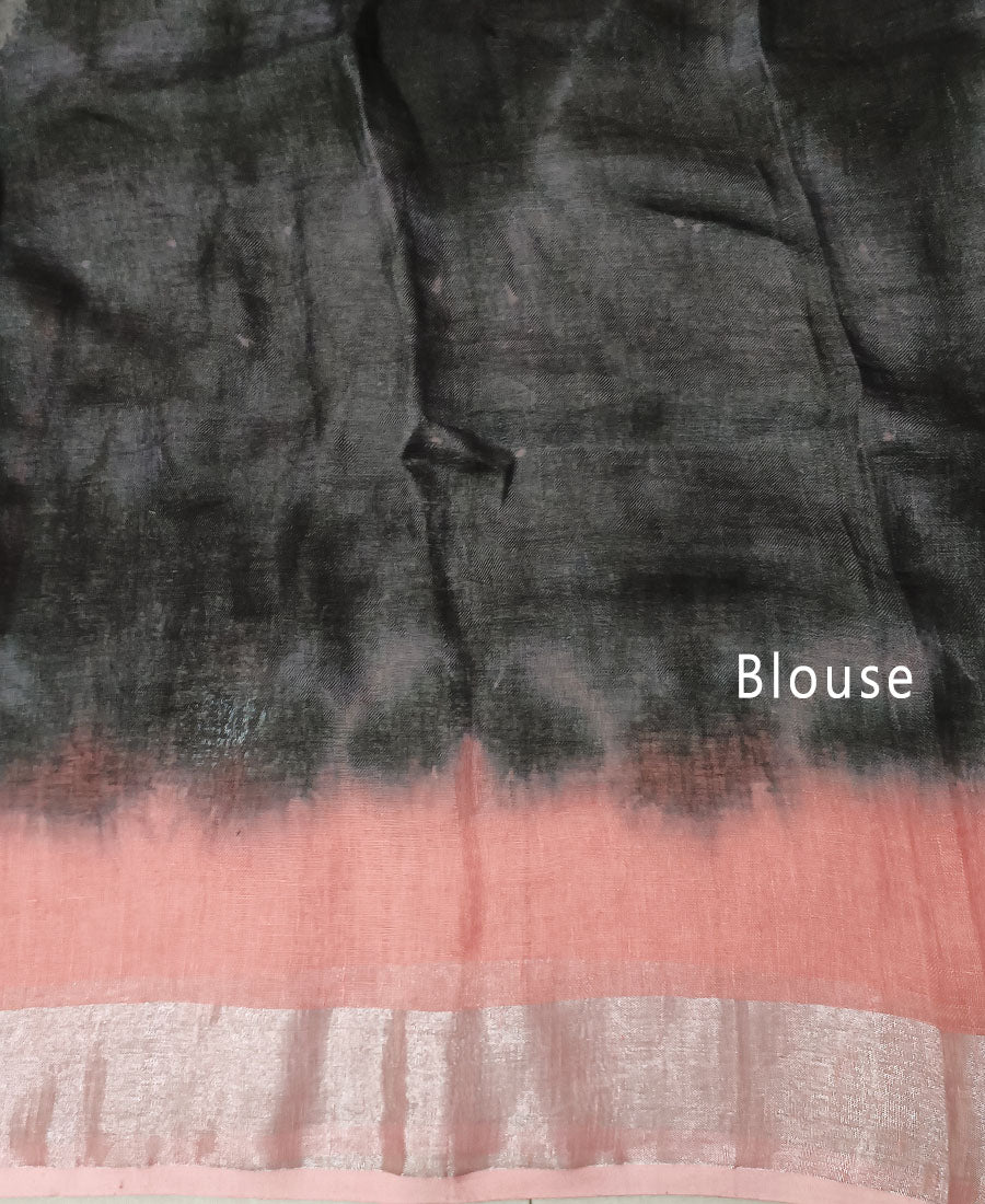 Black Tie & Dye Pure Linen Saree