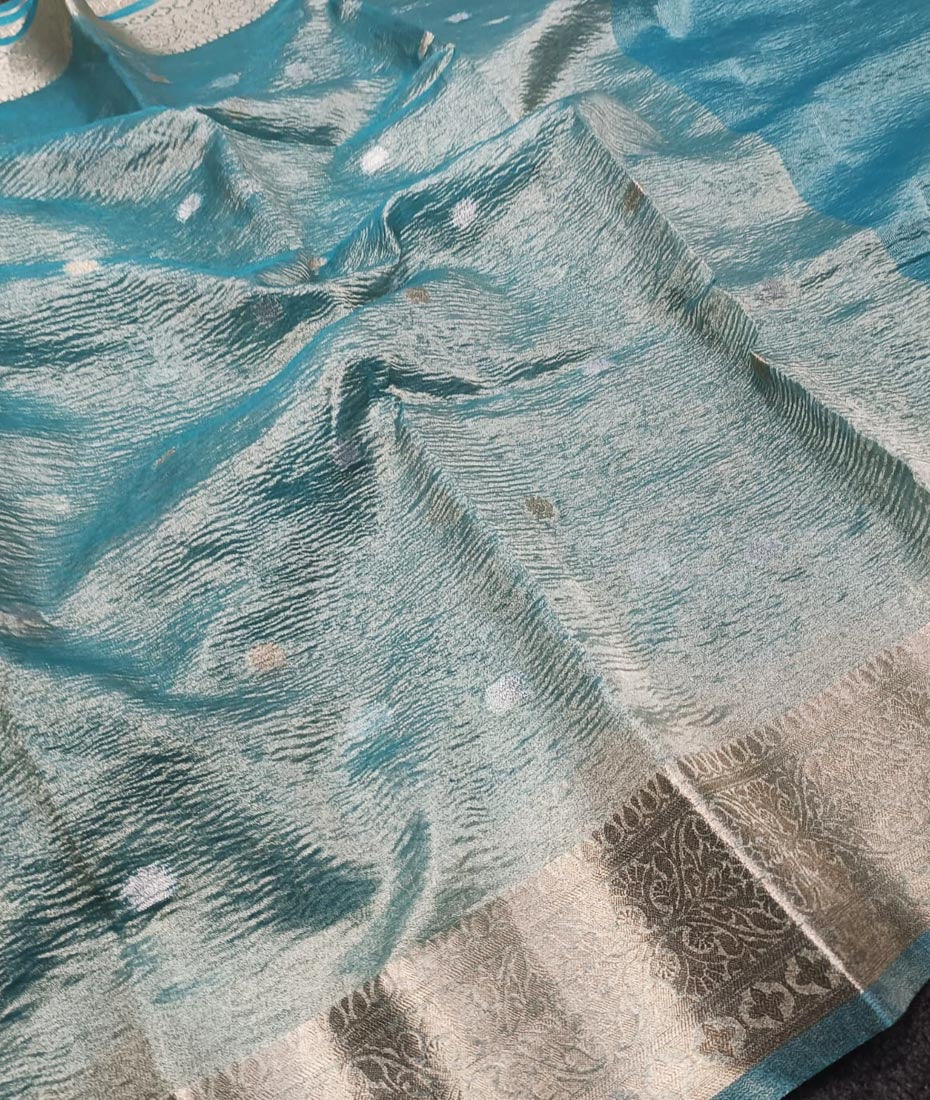 Dual Tone Crush Tissue Saree | Peepal Clothing
