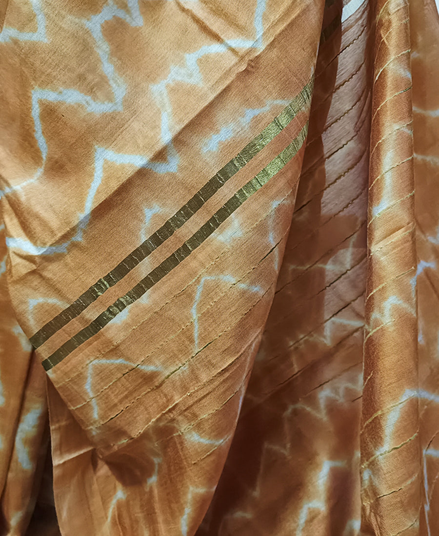Brown Tie & Dye Kota Silk Saree