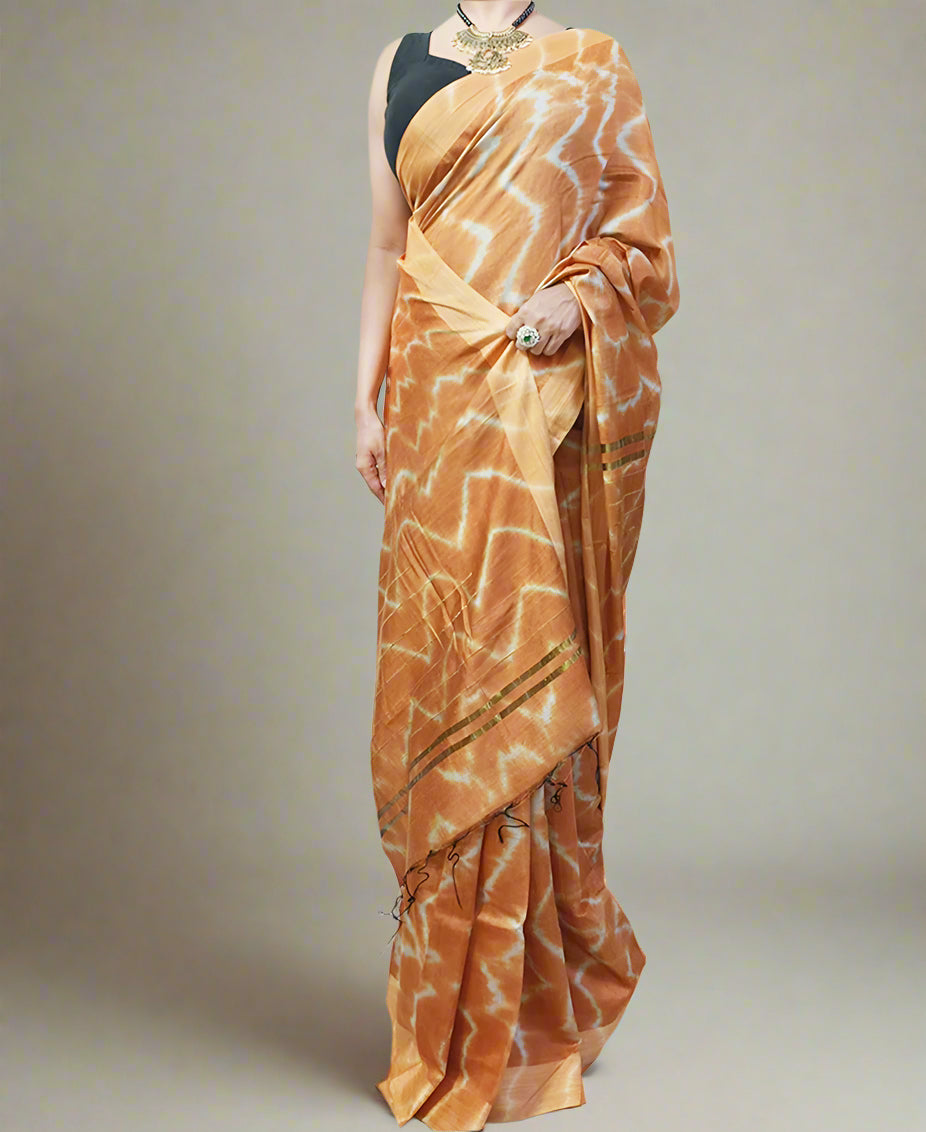 Brown Tie & Dye Kota Silk Saree