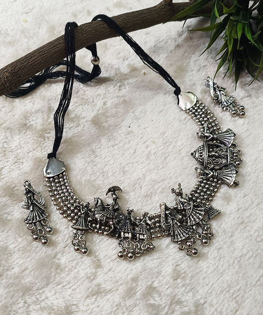 Doli Barat Oxidized Necklace Set |Peepal Clothing