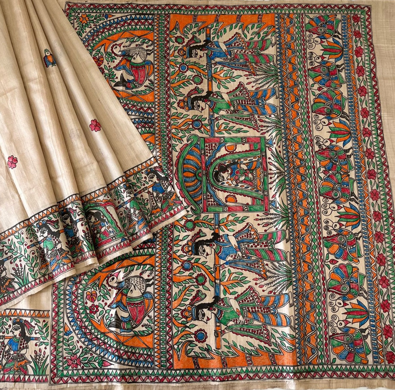 Doli with Kanhar Madhubani Hand Painted Silk Saree
