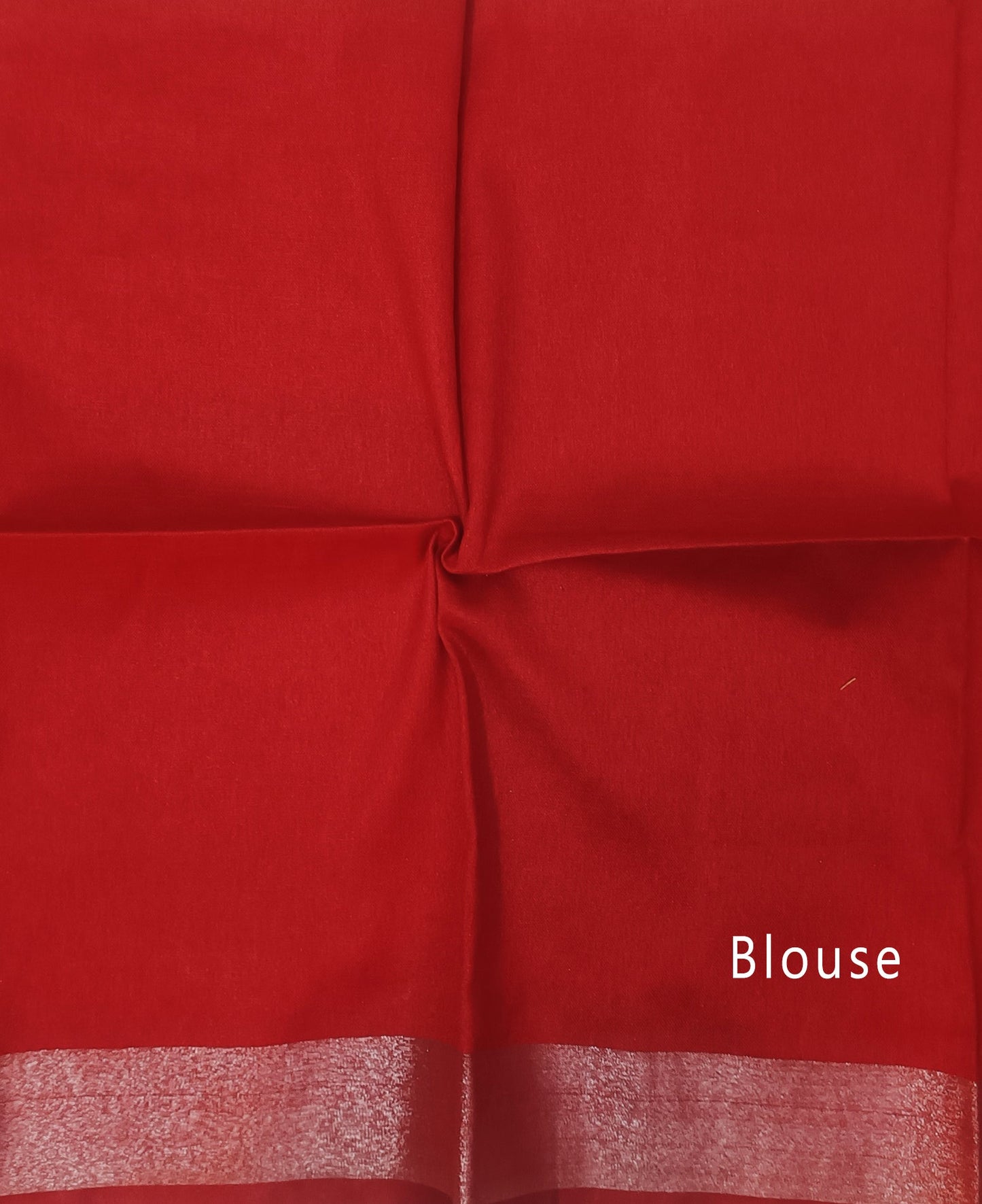 Elegant Black Cotton Slub Saree with Silver Striped Pallu & Red Contrast Border