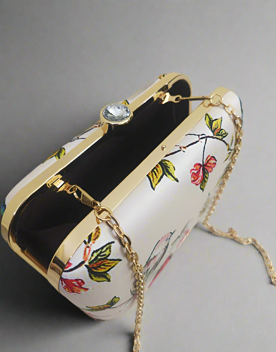 Beautiful Floral Clutch | Versatile White Handbag