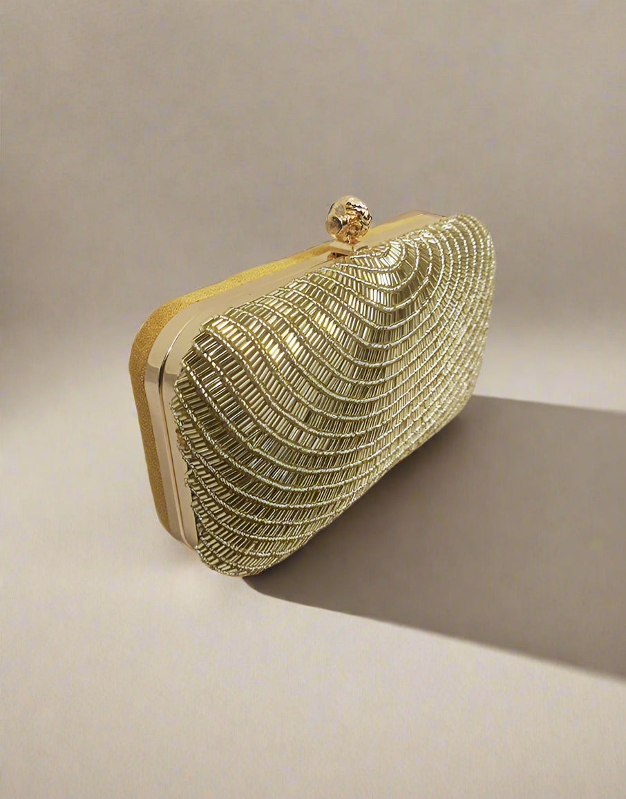 Gold Embroidered Clutch | Luxury Women's Handbag