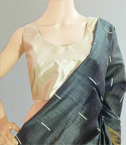 Golden U-neck Sleeveless Blouse| Peepal Clothing