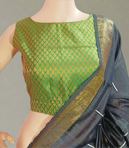 Green Brocade Back Bow Blouse| Peepal Clothing