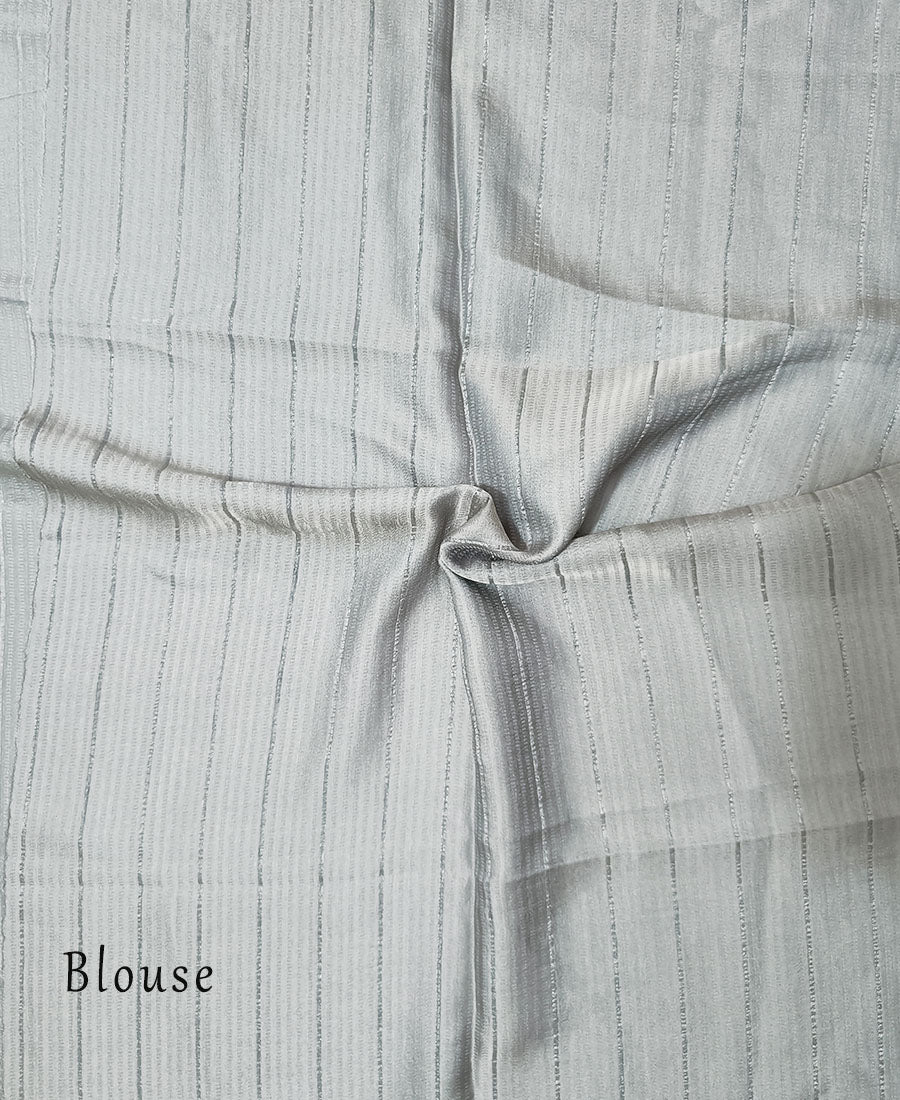Grey Chinon Saree