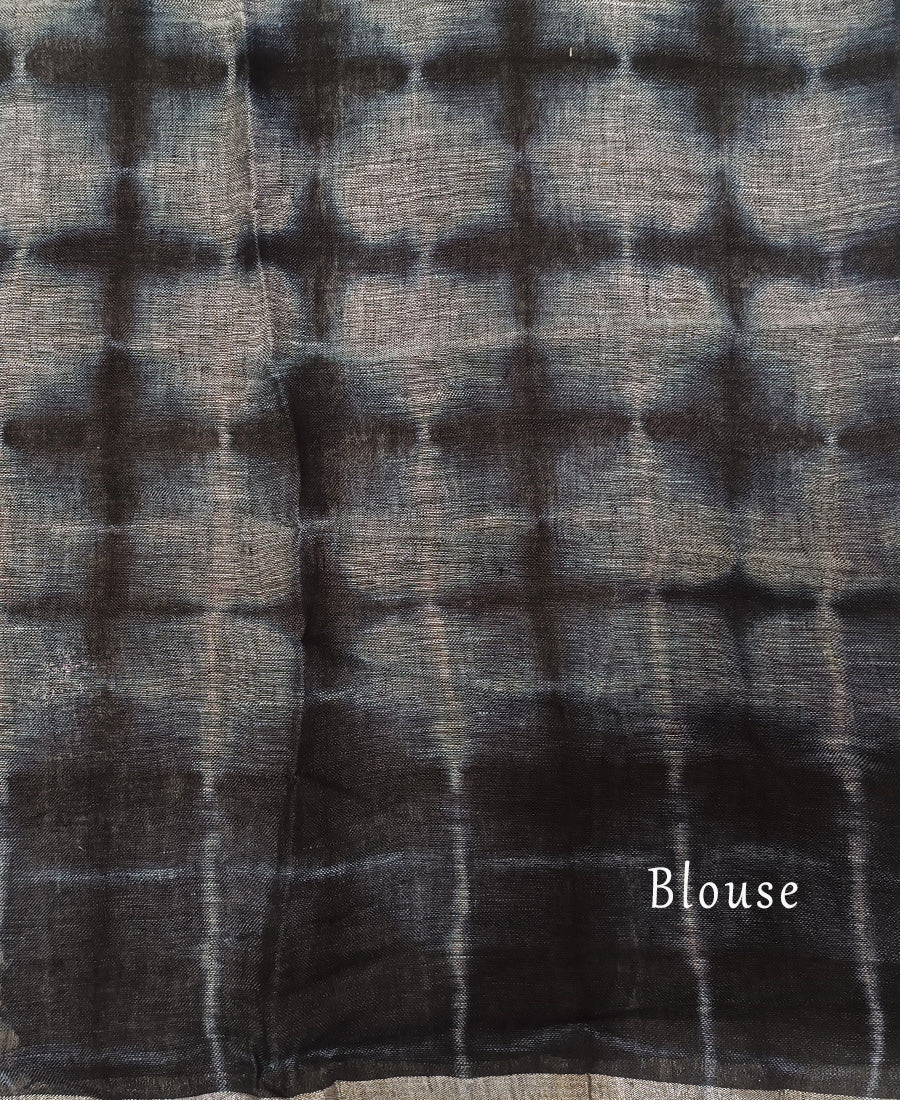 Grey and Black Linen Saree