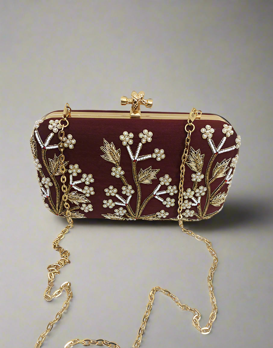 Unique Maroon Clutch | Handcrafted Women's Bag