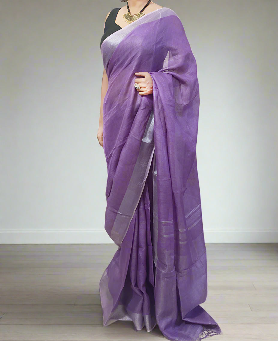 Indigo Handloom Pure Linen Saree