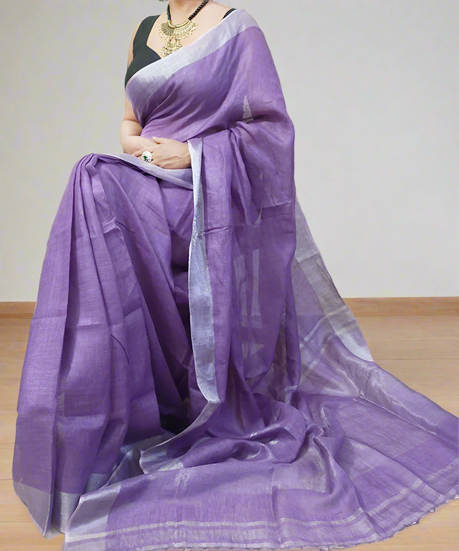 Indigo Handloom Pure Linen Saree