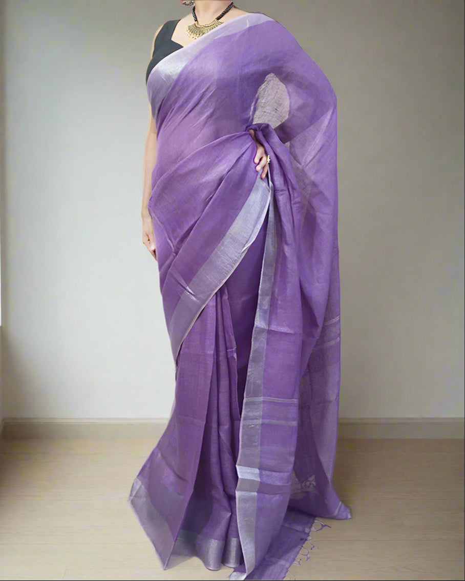 Indigo Handloom Pure Linen Saree