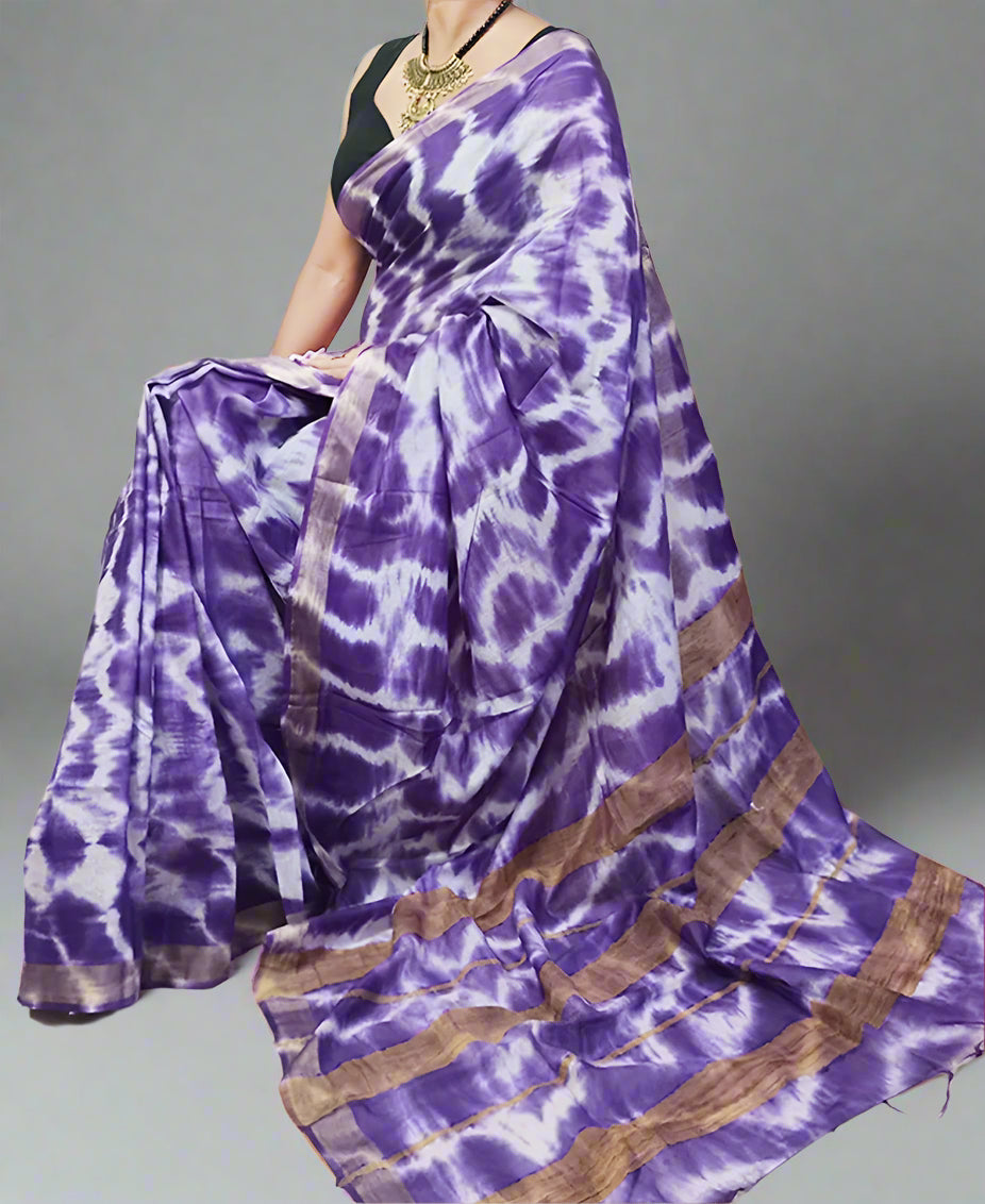 Indigo Tie & Dye Kota Silk Saree