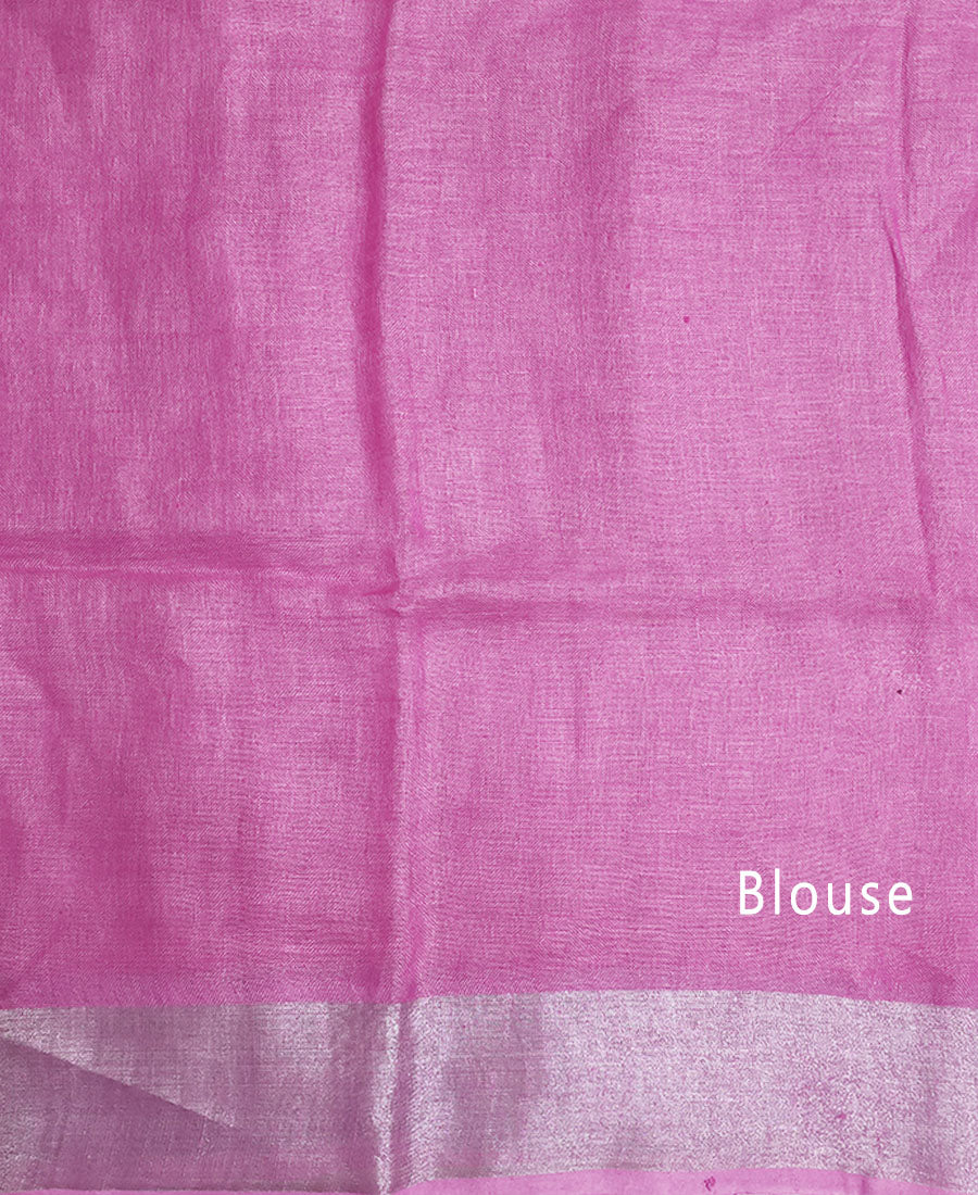 Light Pink Pure Linen Saree