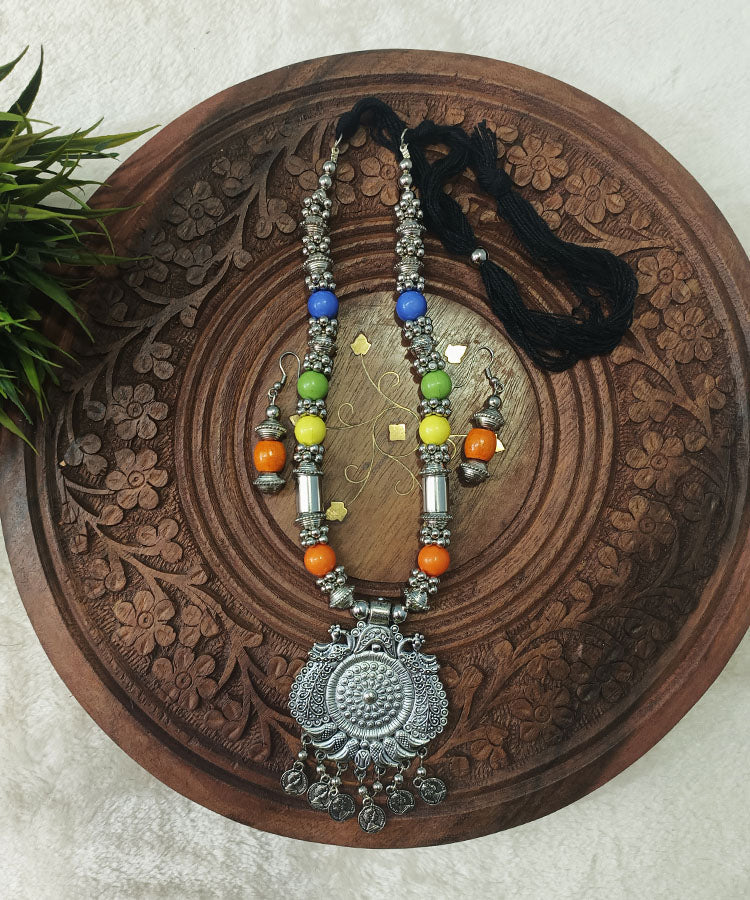 Mayur Oxidized Necklace Set |Peepal Clothing