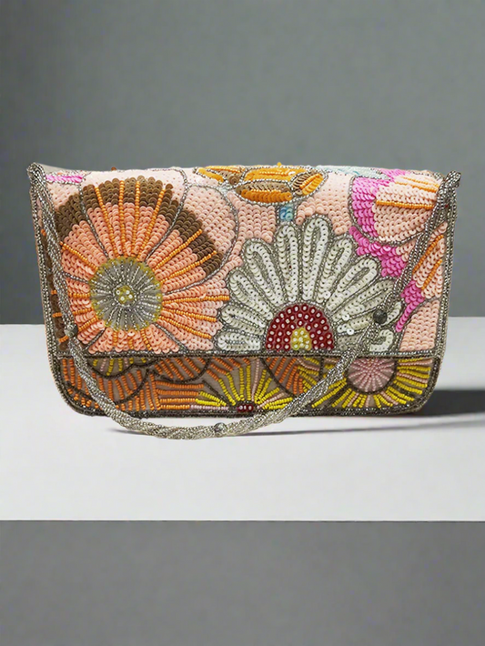 Multi Color Embroidered Clutch