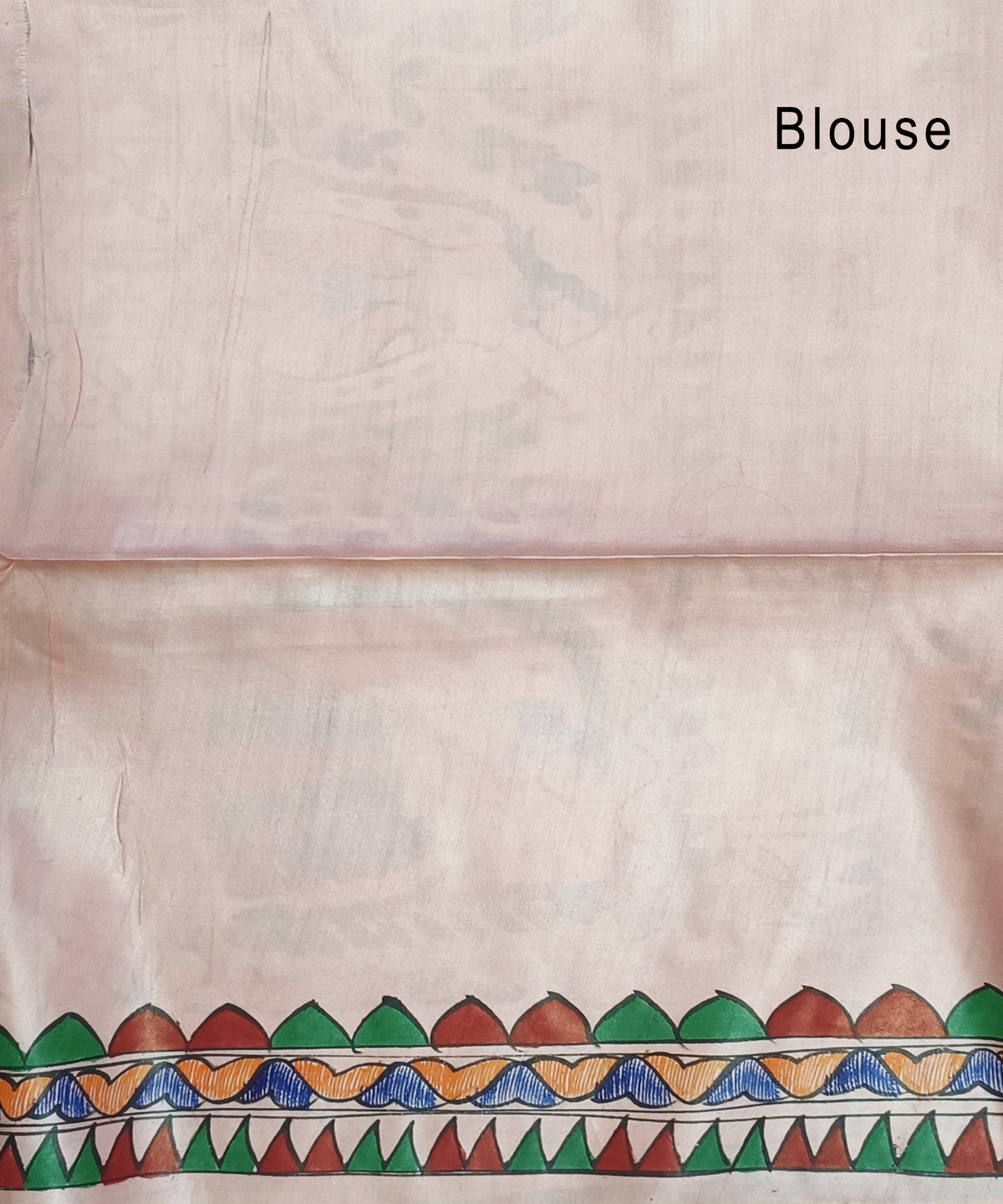 Pastel Blush Pink Pure Desi Tussar Silk Madhubani Saree – Traditional Hand-painted Mithila Folk Art & Floral Mandala Pallu