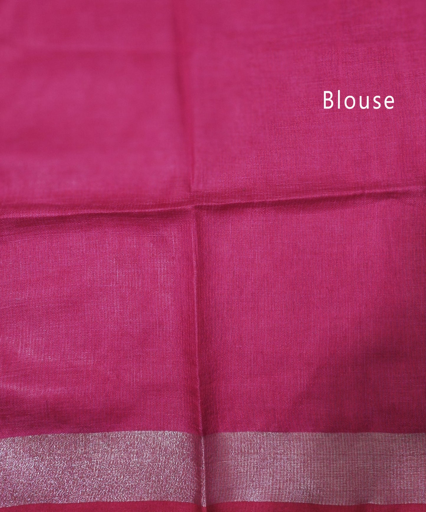 Pink Pure Linen Saree with Silver Zari Border