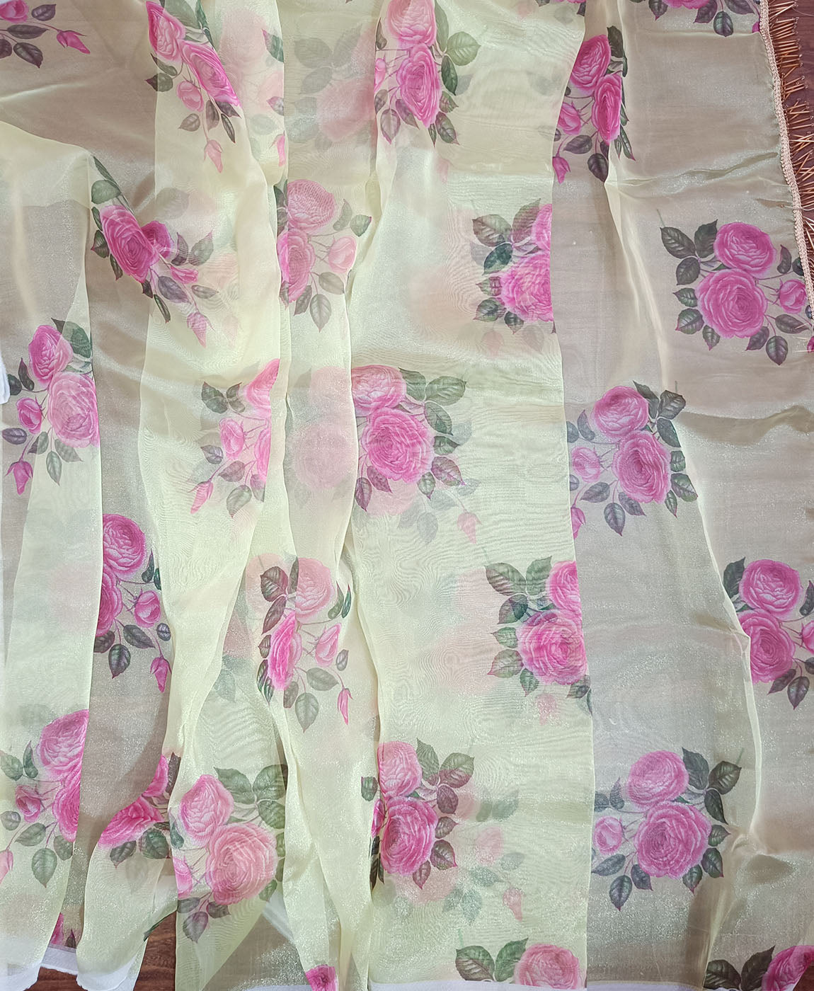 Printed Lemon Yellow Saree