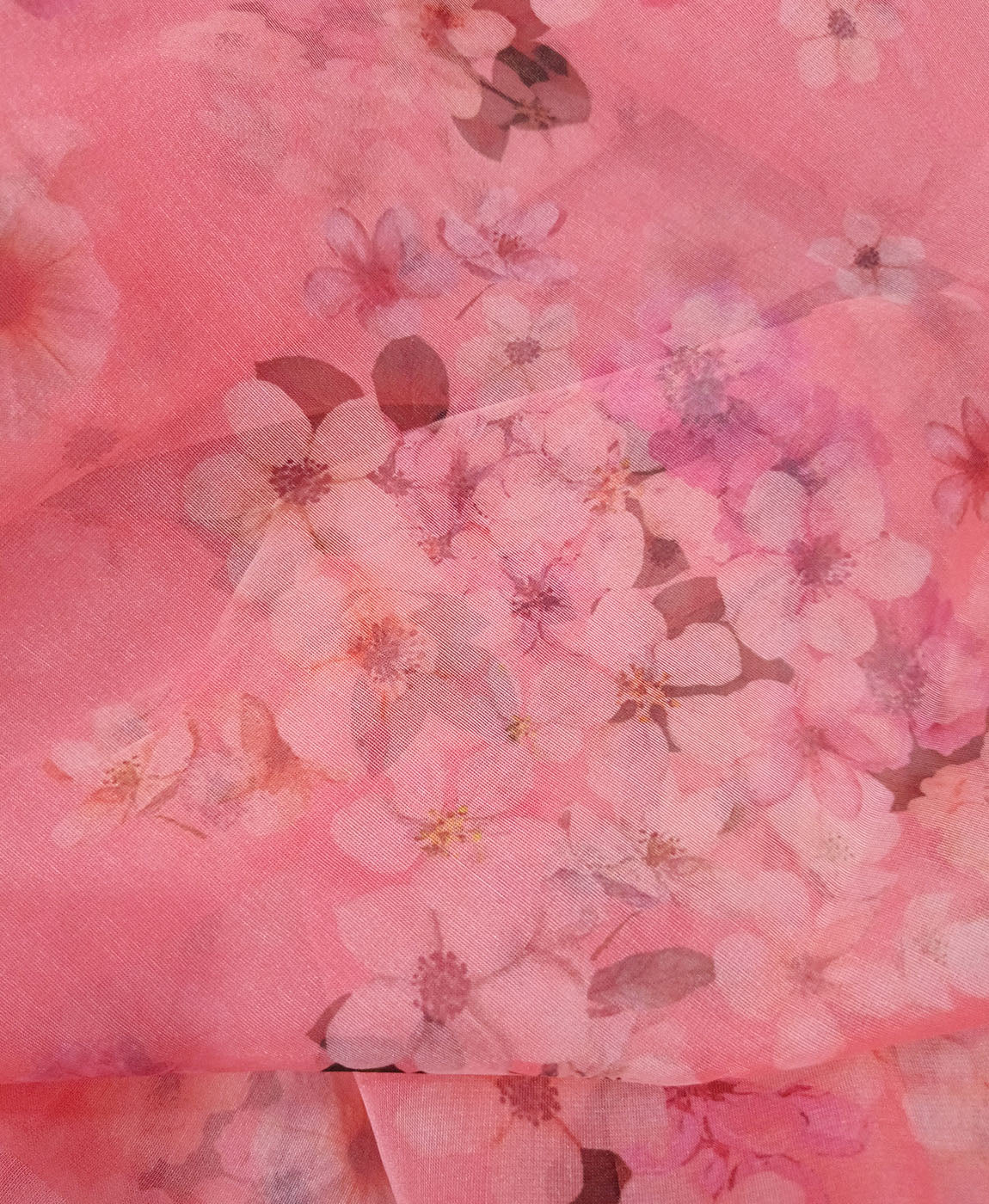 Printed Vermilion Organza Saree