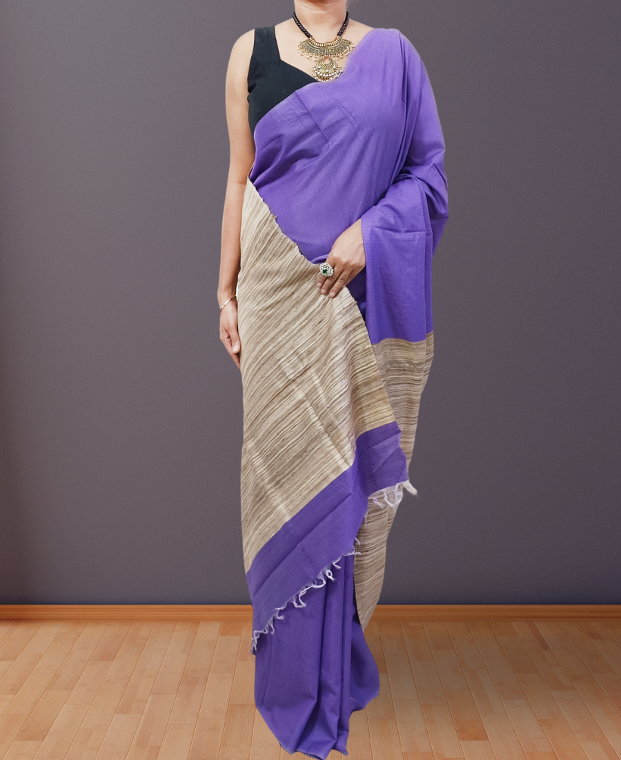 Indigo Eri Silk saree with Ghicha Pallu