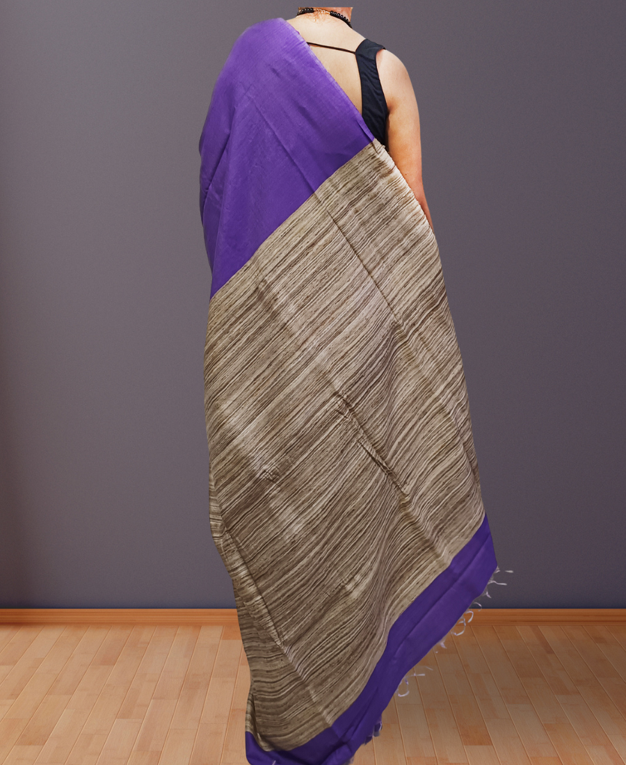 Indigo Eri Silk saree with Ghicha Pallu