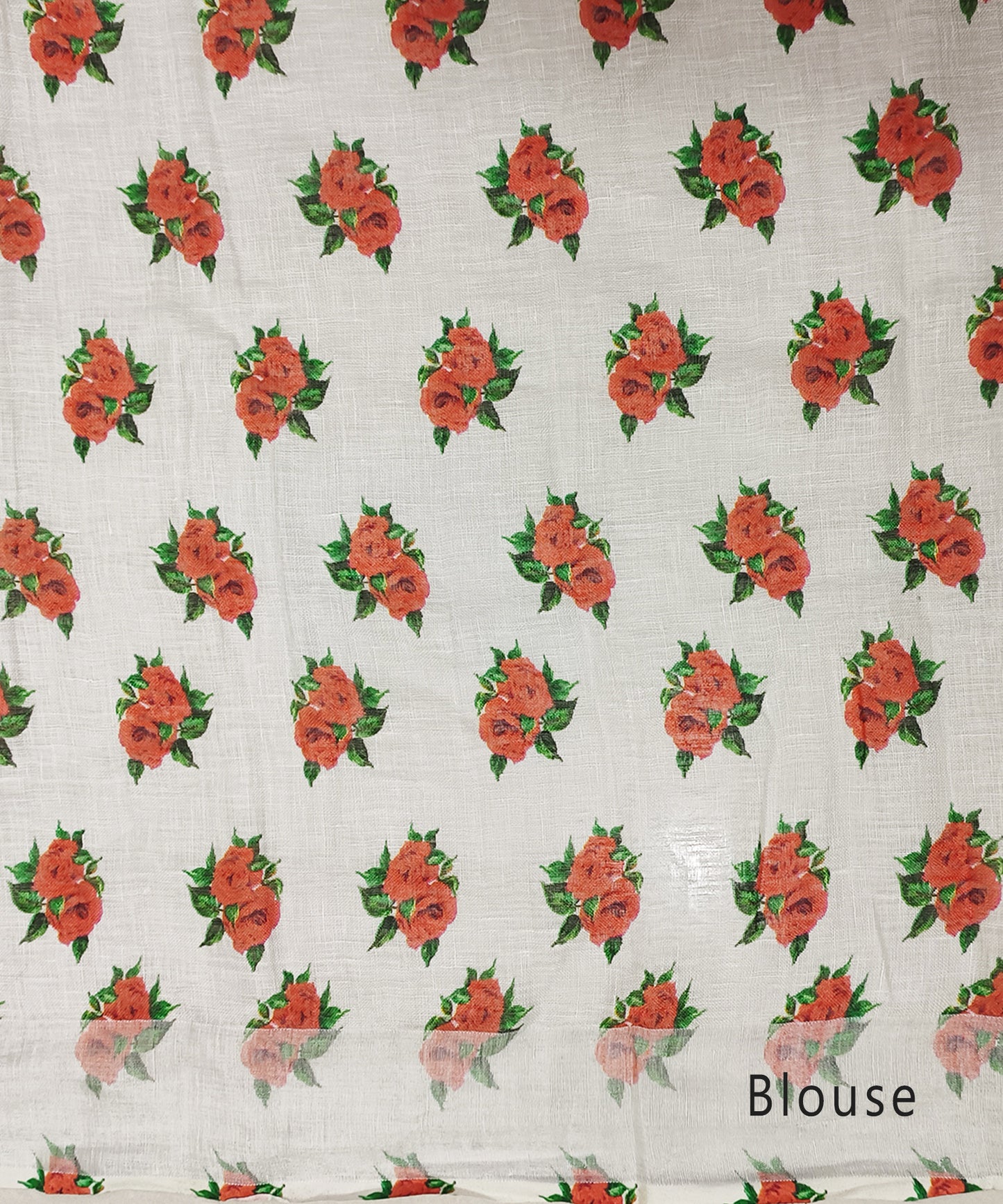 Red Rose Digital Printed Linen Saree