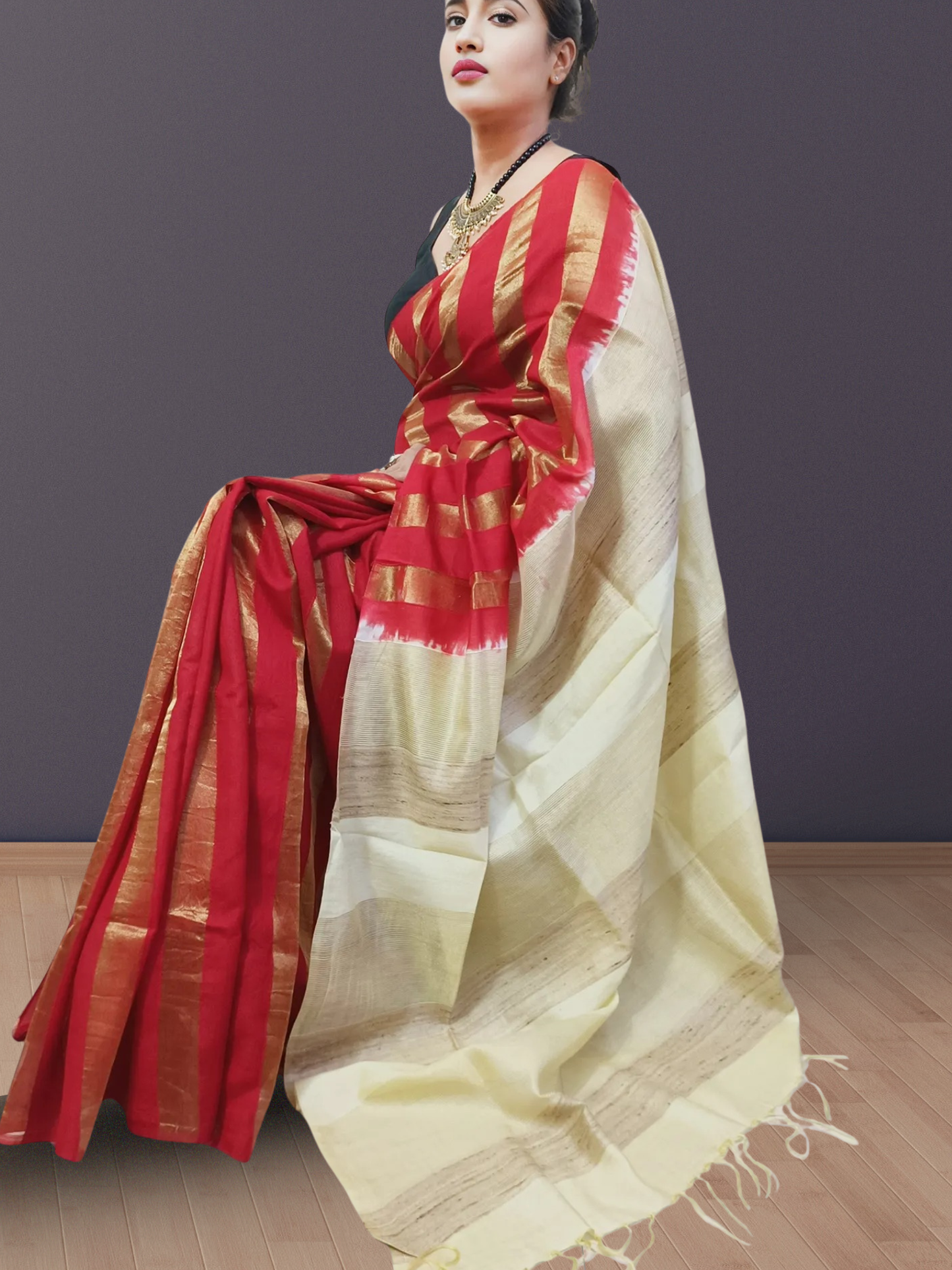 Red Viscose Silk Saree