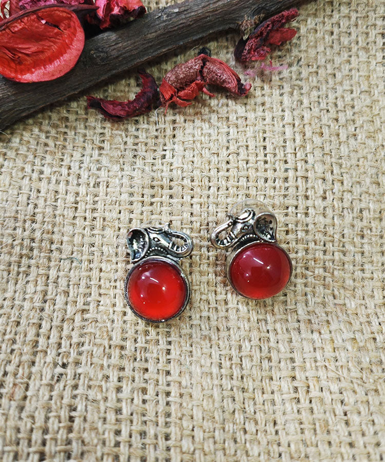Red Women's Oxidized Earring |Peepal Clothing