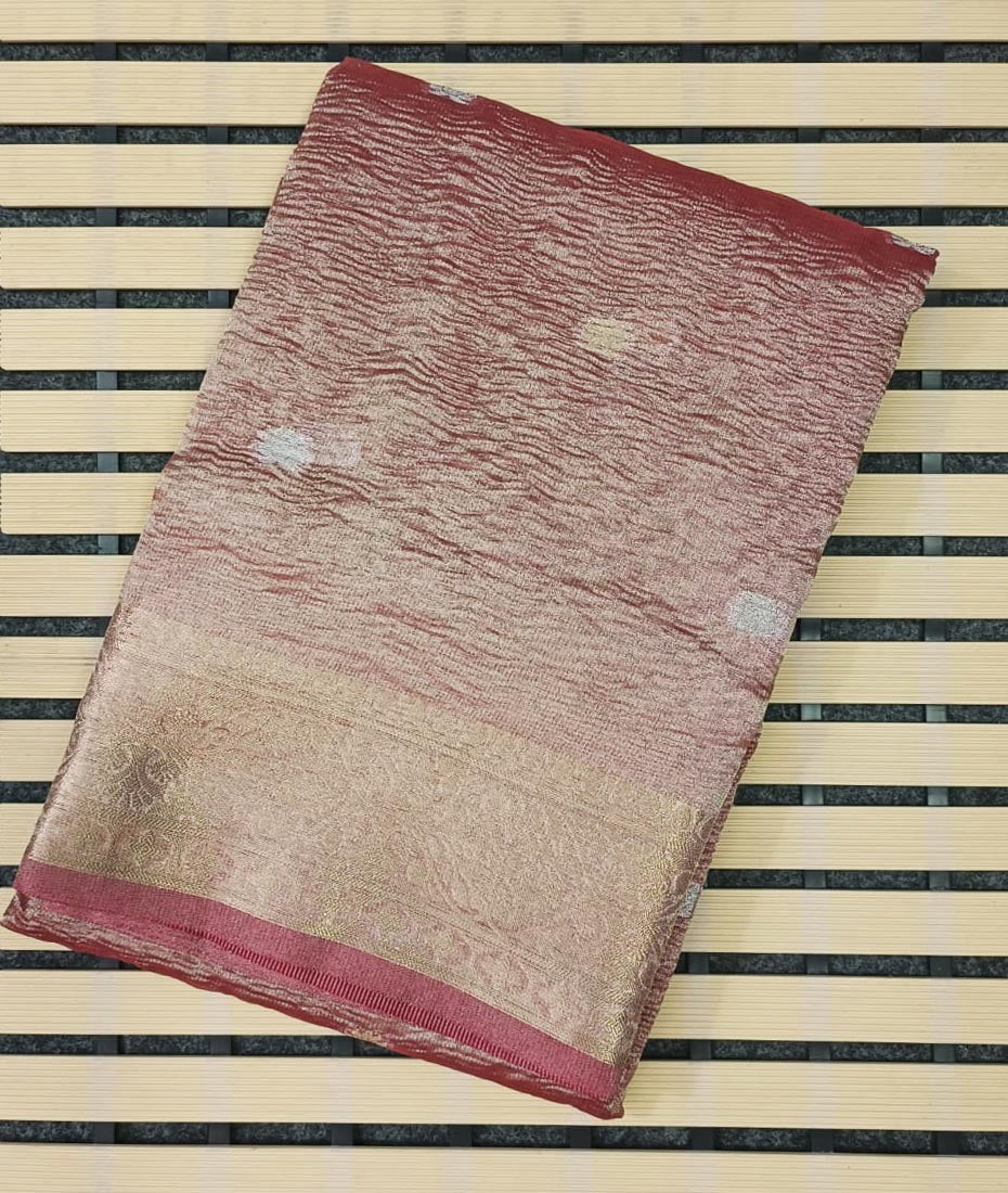 Dual Tone Crush Tissue Saree | Peepal Clothing