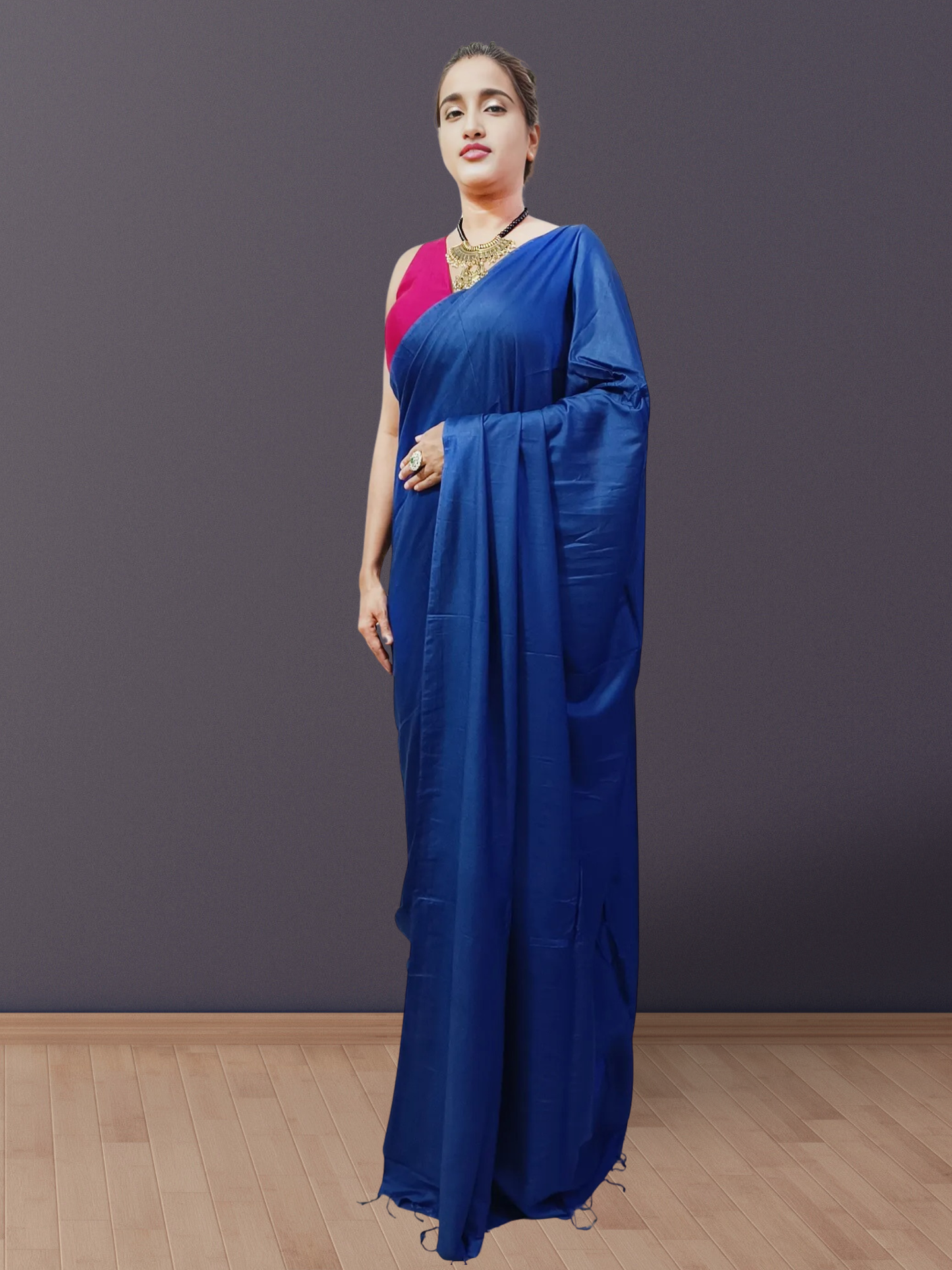 Royal Blue Bhagalpuri Silk saree