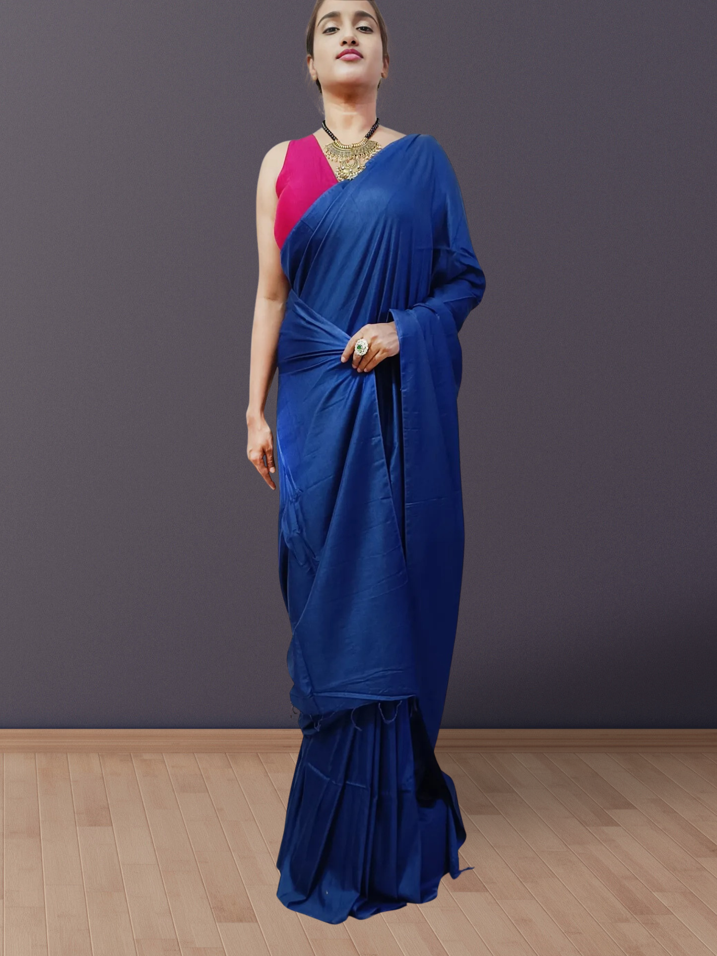Royal Blue Bhagalpuri Silk saree