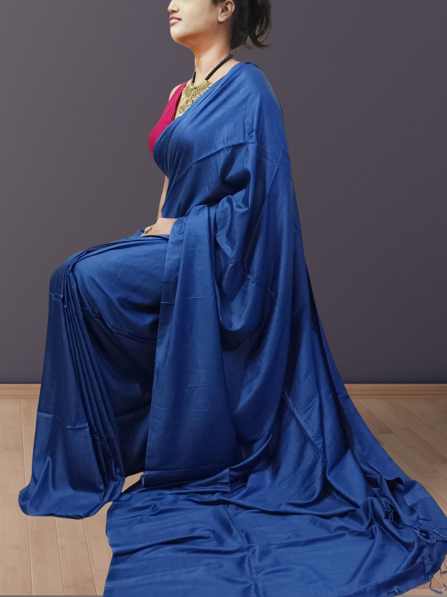 Royal Blue Bhagalpuri Silk saree