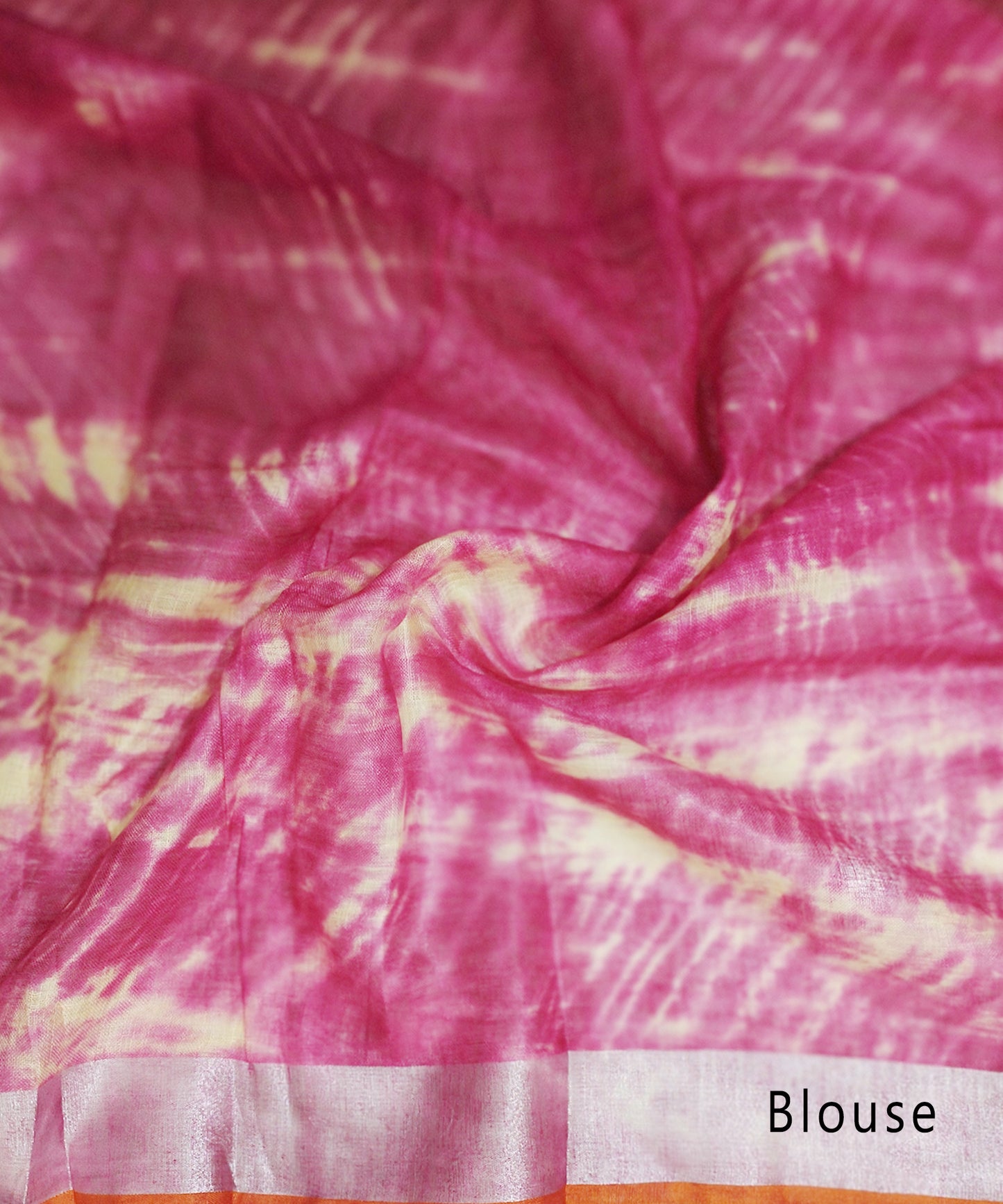 Tie and Dye Pink Linen Saree